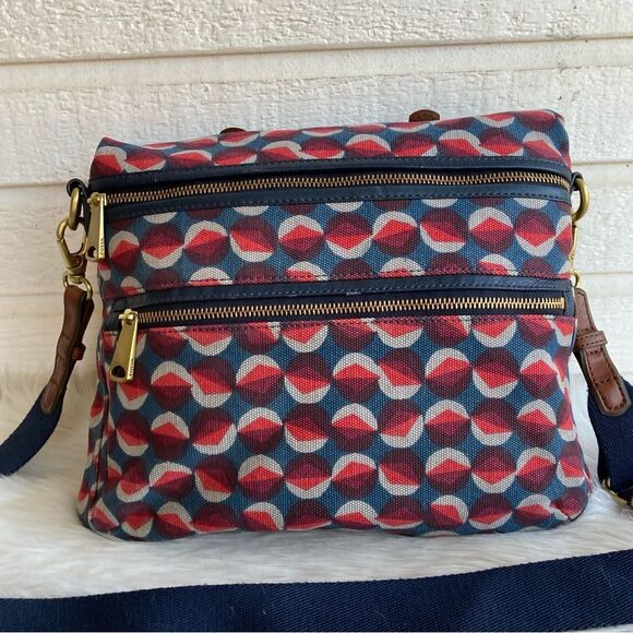 FOSSIL Canvas Ryder Sydney Satchel Tote Crossbody Handbag - Picture 9 of 12